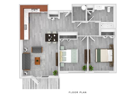 Floor plan for 2 beds, 1 bath, 800 sqft